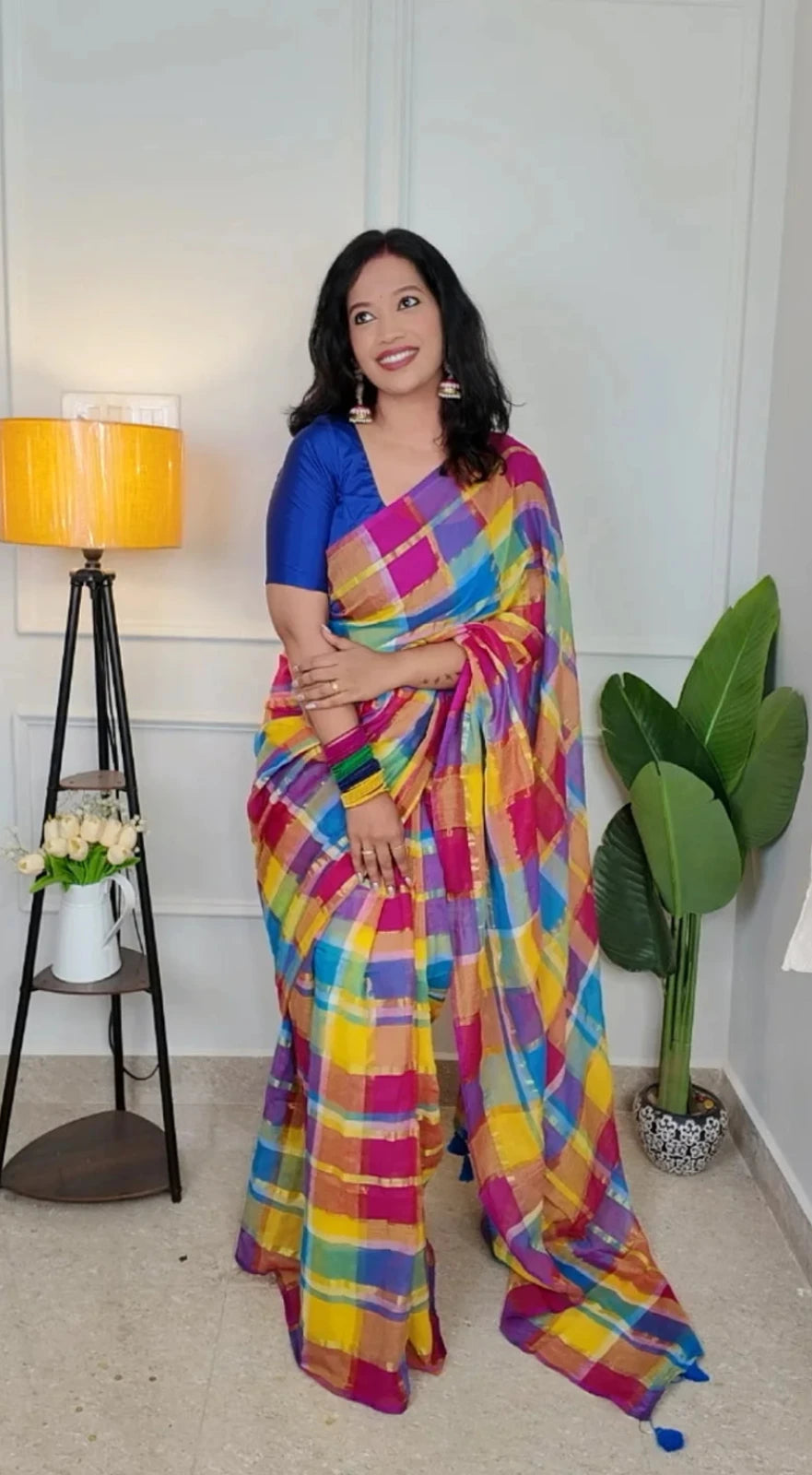 Kalyani Checkered Mul Cotton Saree
