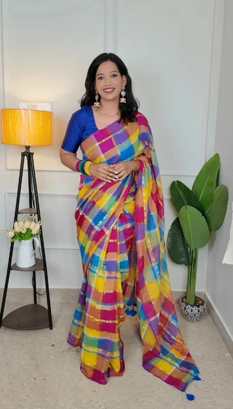 Kalyani Checkered Mul Cotton Saree