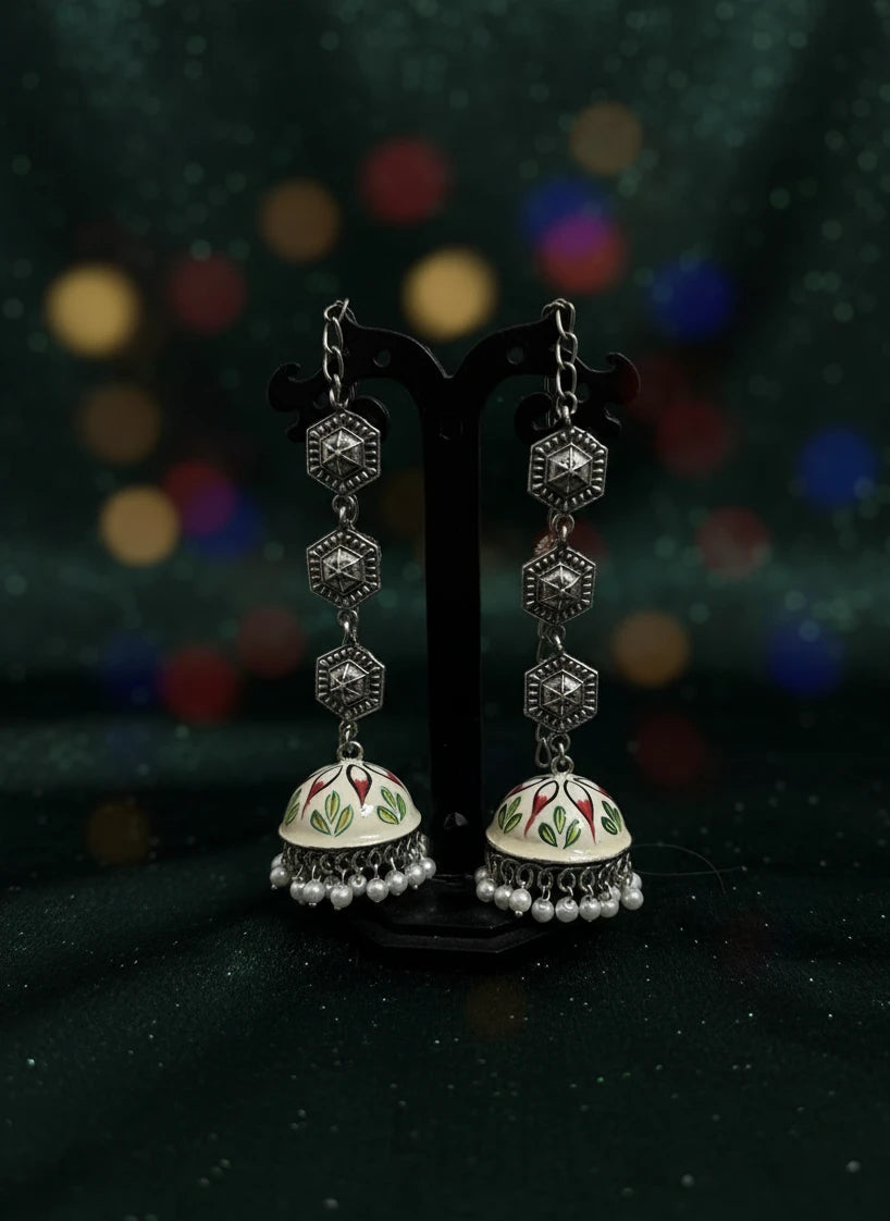 Oxidised Enamel Jaipuri Jhumka