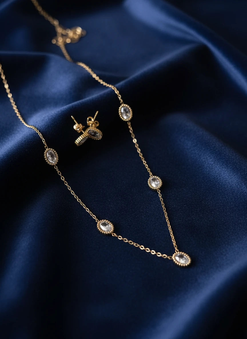 Oval Stone Chain with Stud