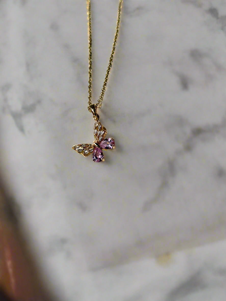 Pink Butterfly Necklace