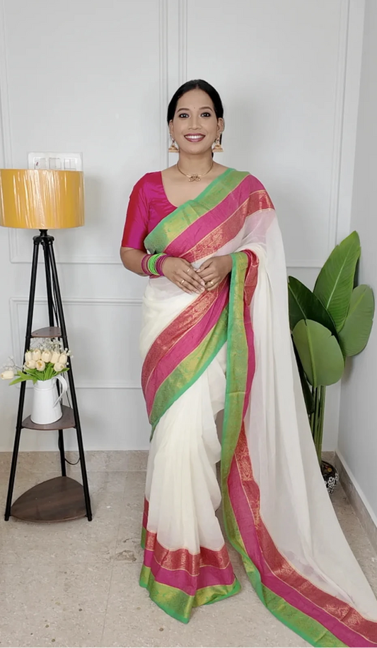 Nakshathra with Kanji Border Mul Saree